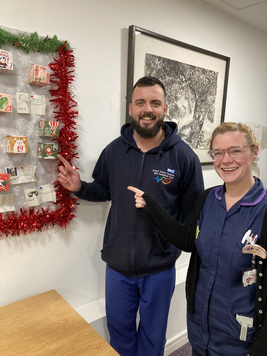 DCHFT_Library's tweet photo. Today's Advent calendar was opened by the wonderful Deputy Clinical Lead for Research, James Rees and Ashleigh Cave, Senior Research Nurse of @DCHFT_Research...Reminding all @DCHFT staff - Would you like to open an Advent box? We have a few days left!...#TeamDCH https://t.co/NnN58b4mbp