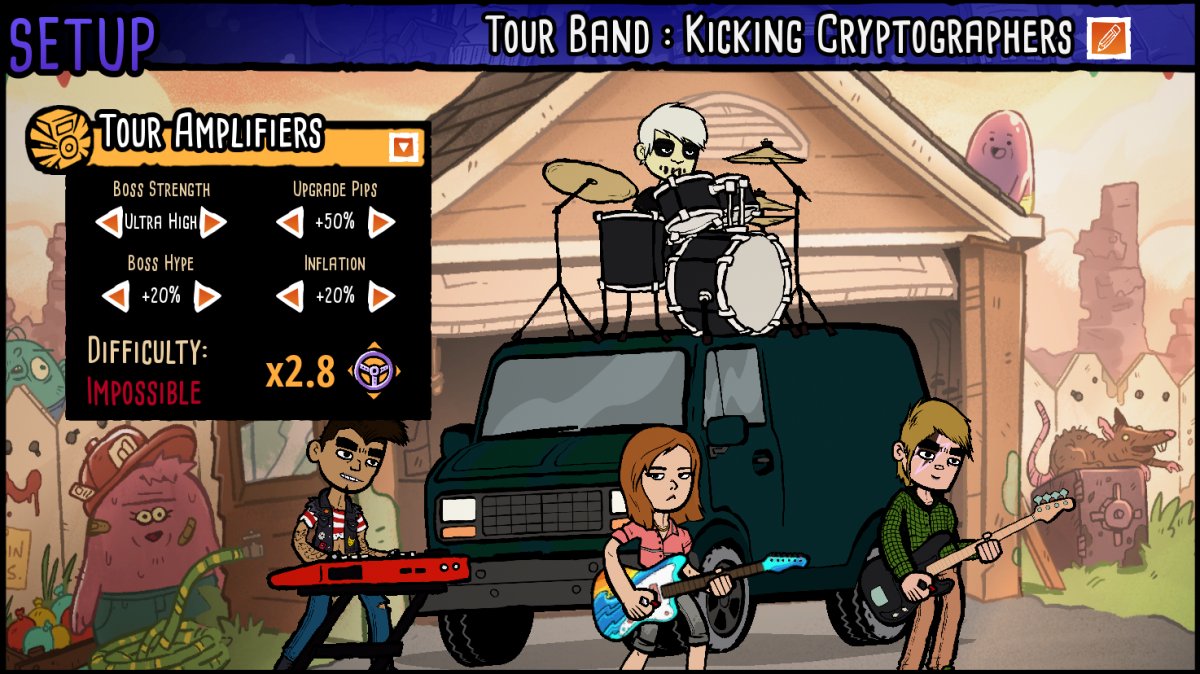 Battle Bands has some exciting new features. On the band setup screen, there are now four different difficulty amplifiers you can adjust to control how difficult your Tour will be. 

Take on a new challenge, and see yourself rewarded 🏆

#indiegaming #indiedev #roguelike