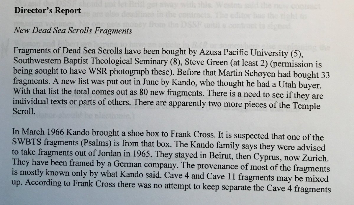 arsteinjustnes's tweet photo. From "The #DeadSeaScrollsFoundation: Minutes of the Board of Advisors" (San Francisco, Nov 21, 2011)
#Post2002DSS #Provenance (ahem) h/t Eibert Tigchelaar https://t.co/HTW2fBOsmo