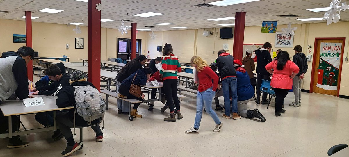 JennaBarney's tweet photo. XJH Christmas Escape Room...who will free Santa from the canteen!?...I mean "jail" 😅🎅 #DeepLearning #engageed #holidaytheme @XavierJRH @NLESDCA https://t.co/IB8QKvmyM7