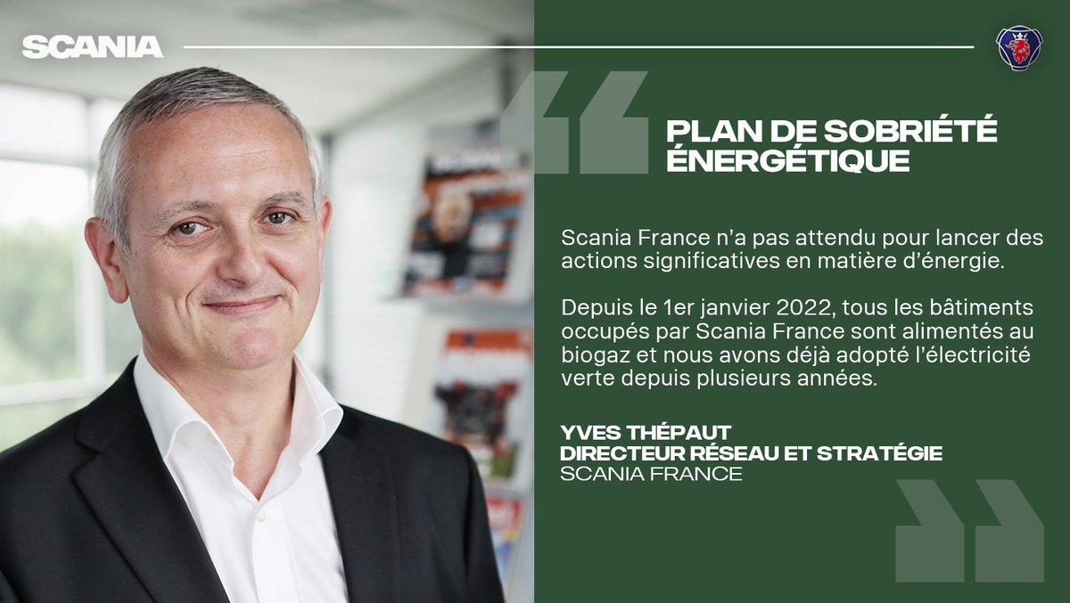 🌿#ScaniaFrance lance son plan de sobriété énergétique ! L’objectif : réduire globalement la consommation de 10 % pour le siège et les succursales et se placer dans un schéma d'économie en accord avec les valeurs Scania. #TransportDurable