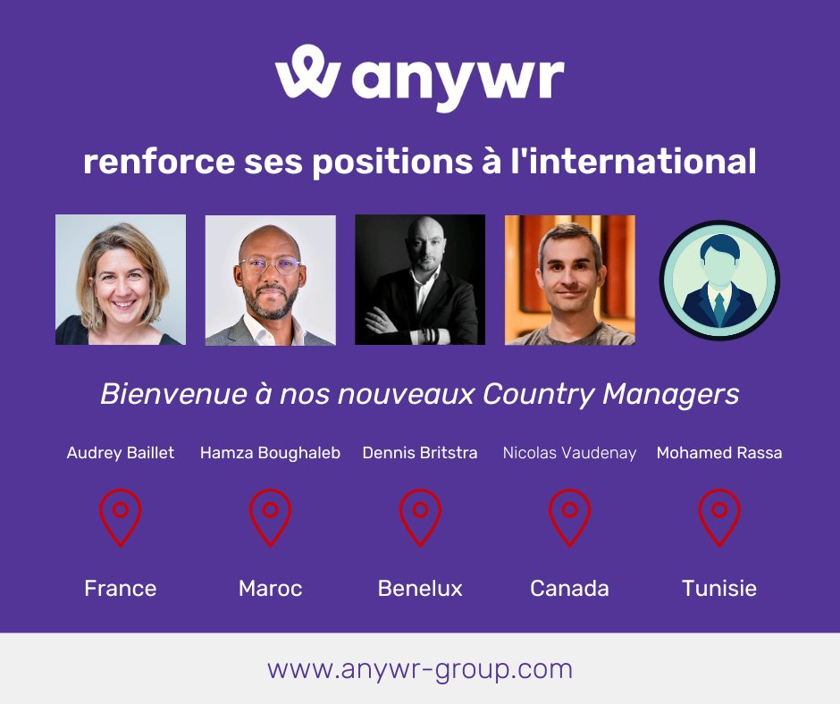 Anywr_Swiss's tweet image. 🟣⚪ 𝗔𝗻𝘆𝘄𝗿 𝗿𝗲𝗻𝗳𝗼𝗿𝗰𝗲 𝘀𝗲𝘀 𝗽𝗼𝘀𝗶𝘁𝗶𝗼𝗻𝘀 𝗮̀ 𝗹'𝗶𝗻𝘁𝗲𝗿𝗻𝗮𝘁𝗶𝗼𝗻𝗮𝗹

Ces nominations à la tête de 7 des 16 filiales d’Anywr s’inscrivent dans la logique de croissance du groupe et de son empreinte à la fois globale et locale 🌍

#Anywork #Anyway #Anywr 🚀