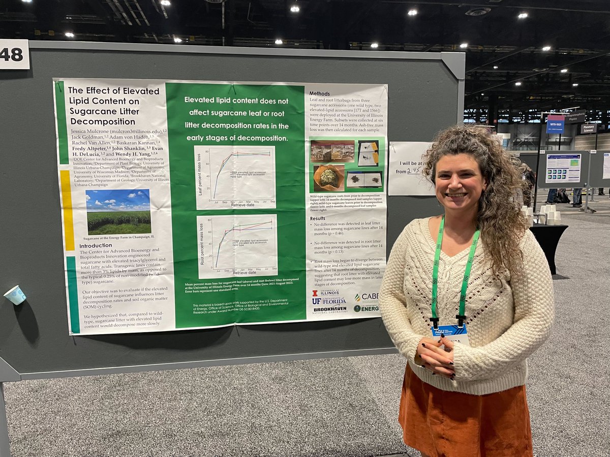 CABBIbio's tweet photo. CABBI #Sustainability research had a strong showing at @theAGU poster session on Tuesday! 🙌

Thanks to Sustainability Theme leader @WendyYangUIUC for the photos!  📷 

🌱 https://t.co/G7xBHSF5dm https://t.co/i2mE2G273V