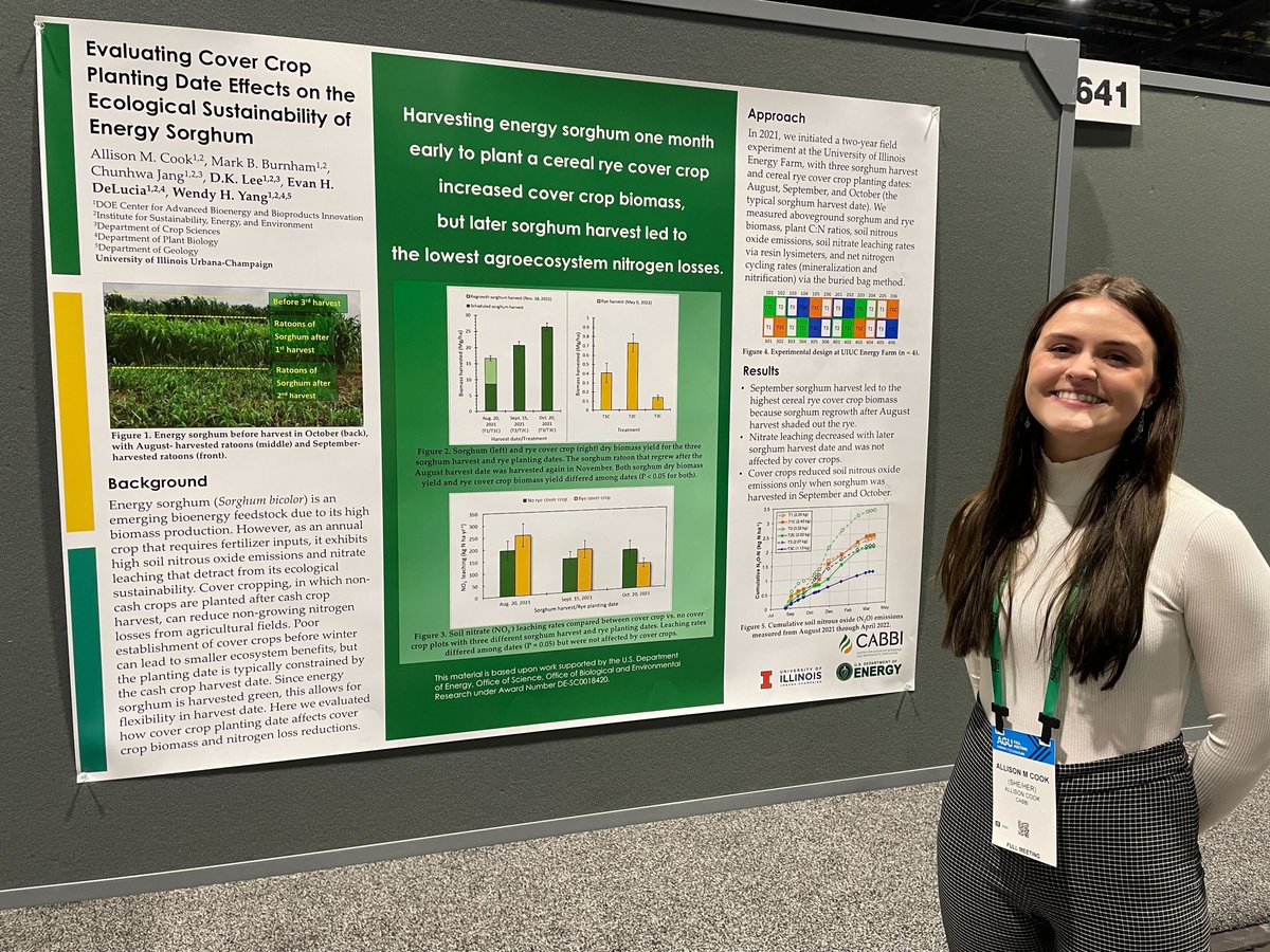 CABBI #Sustainability research had a strong showing at <a href="/theAGU/">AGU (American Geophysical Union)</a> poster session on Tuesday! 🙌

Thanks to Sustainability Theme leader <a href="/WendyYangUIUC/">Wendy H Yang</a> for the photos!  📷 

🌱 cabbi.bio/research/susta…