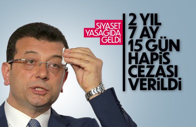 Nasıl 1 tesadüf? Yine seçim öncesinde haksız 1 ceza ve mağduriyet.Adeta istanbul seçimlerinin tekrarı gibi haksız. TCK 125/3 ve TCK. 125/5'ten ceza verildi.İstinaf ve sonra Yargıtay yolu açık.Bu en az 2 sene demek. Siyaseti yasaklayan değil İmamoğlu’na hayat öpücüğü olan karar