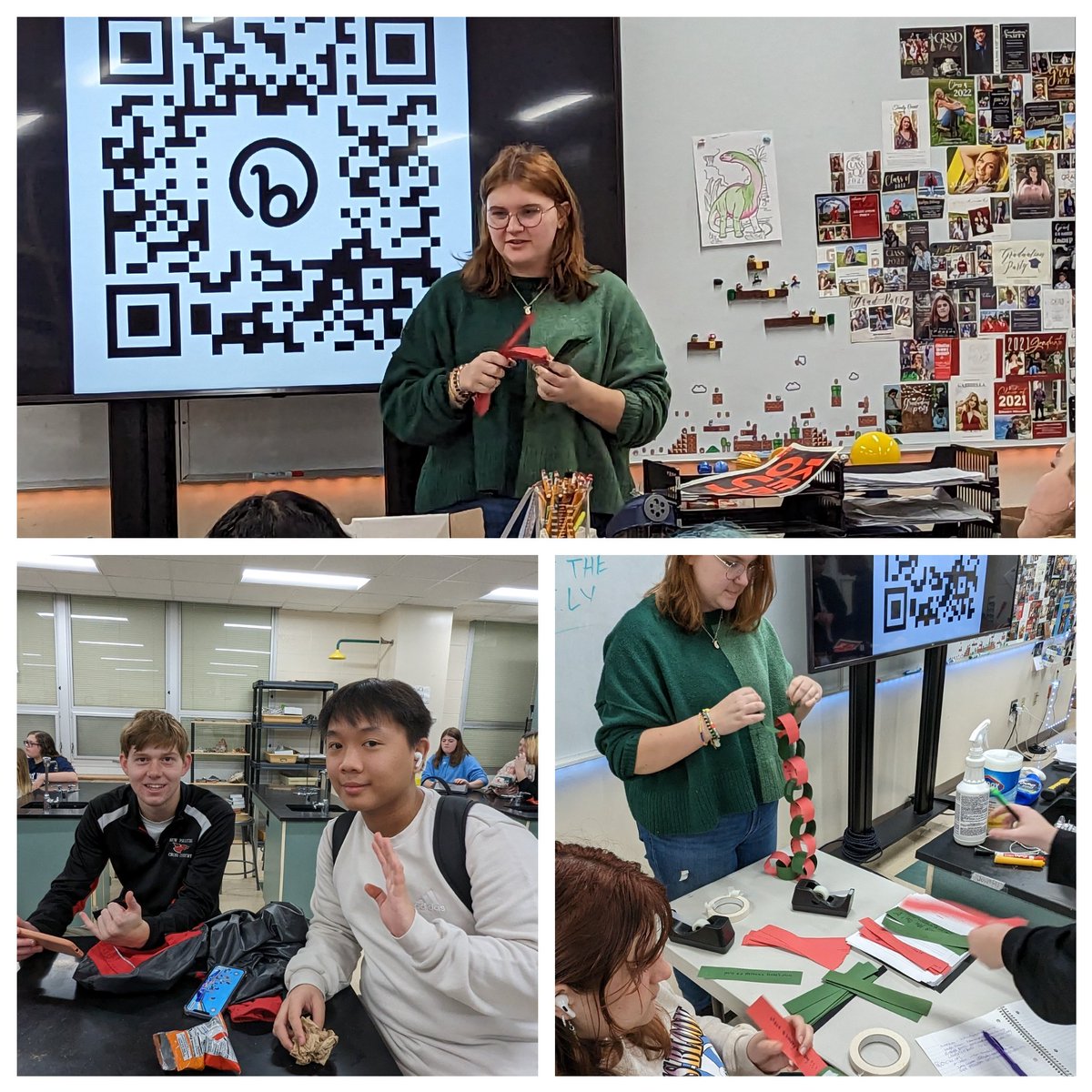 AskanderNPHS's tweet photo. Awesome turnout for the @NewPalBC2M meeting. We celebrated a successful semester and created a chain link with positive messages on them! @SouthernHancock @VoelzJames @MitchanerNPHS @MooreNPJH @BurkNPHS @BC2M https://t.co/u47X7CrDSA