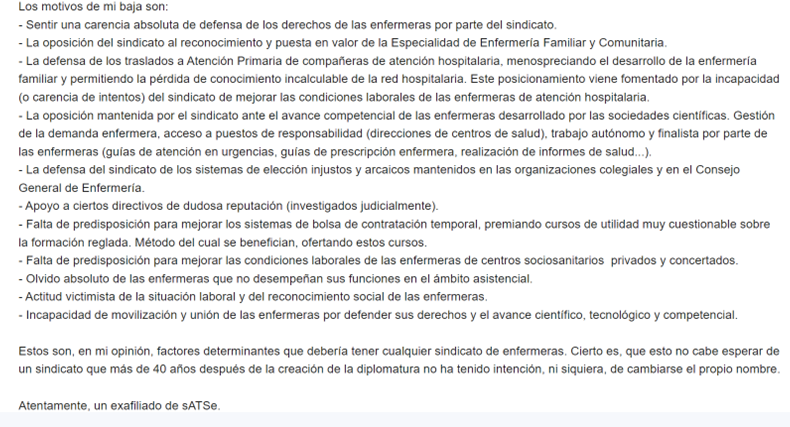 EnfDavidBermejo's tweet photo. Sé que un poco tarde, pero hoy me he dado de baja del sindicato #sATSe 
Os dejo por aquí las razones que me han motivado a esto y que les he hecho llegar. https://t.co/Qut8vDx5JS