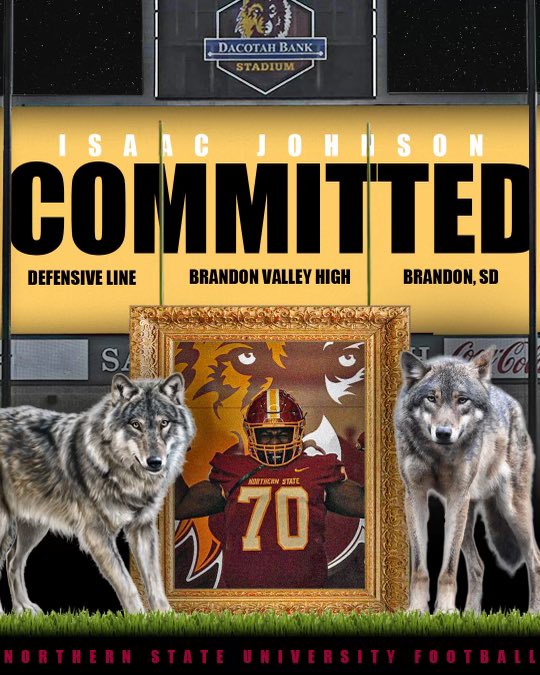 Isaac Johnson (@i_johns95) on Twitter photo Super blessed and excited to announce my verbal commitment to Northern State University to play football. Thank you to my parents, coaches, and community for this awesome opportunity!
<a href="/jakeiery42/">Jake Iery</a> <a href="/NSUCoachSchmidt/">Mike Schmidt</a> <a href="/NSUWolves_FB/">Northern State Football🐺 🏈</a> Super blessed and excited to announce my verbal commitment to Northern State University to play football. Thank you to my parents, coaches, and community for this awesome opportunity!
<a href="/jakeiery42/">Jake Iery</a> <a href="/NSUCoachSchmidt/">Mike Schmidt</a> <a href="/NSUWolves_FB/">Northern State Football🐺 🏈</a>