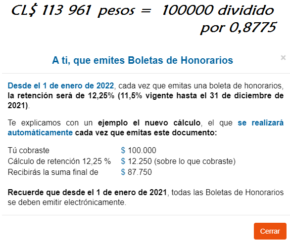 walkingNhiking's tweet photo. Cálculo de #Retención de Impuestos para lograr 100 lucas al bolsillo, cash, live, efectivos, reales. Emitir #Boleta de #Honorarios en Chile , ese fondo se va a Salud y Previsión, o por ahí cerca #SII #impuestos https://t.co/pqZvdiS281