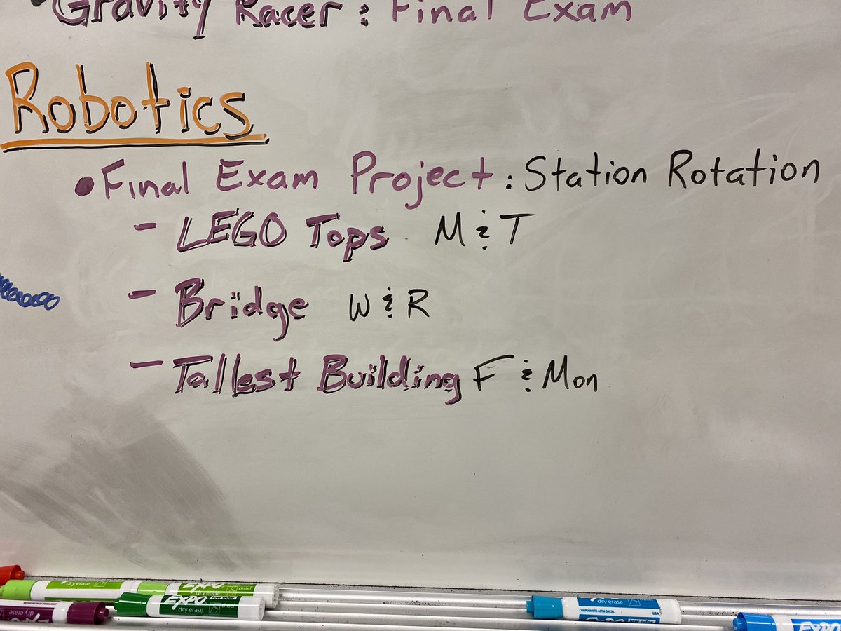 Miller_Tech_Ed's tweet image. #cmsWICORwars backwards mapping to set goals for completing projects, Station rotation for final exam project