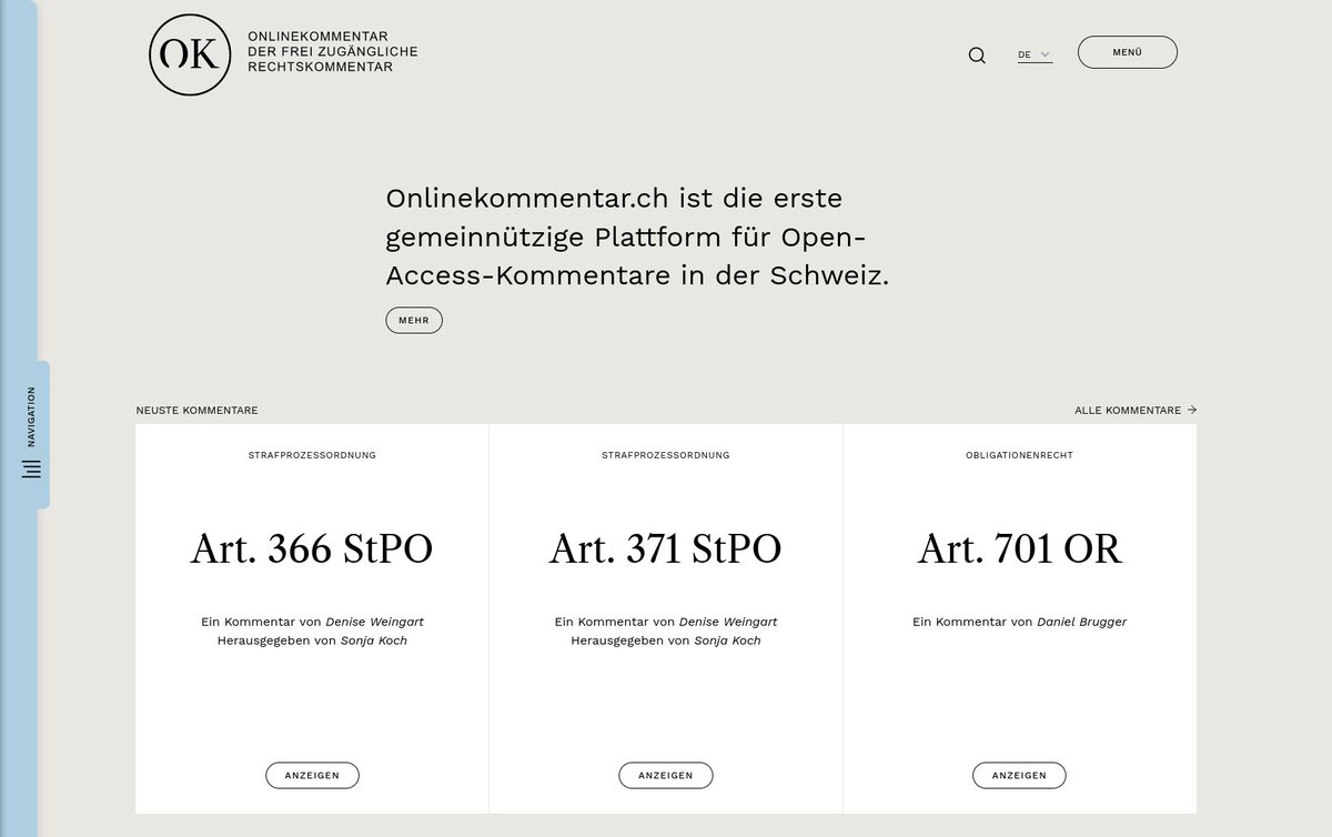 O_Kommentar's tweet image. Relaunch 🚀 - Der Onlinekommentar hat ein neues Kleid: 
 
Werfen Sie kurz einen Blick auf die neue Seite onlinekommentar.ch/de - Komplimente, Kritik und Anregungen nehmen wir gerne als Kommentar entgegen. 🔽 #onlinekommentar #openaccess #relaunch