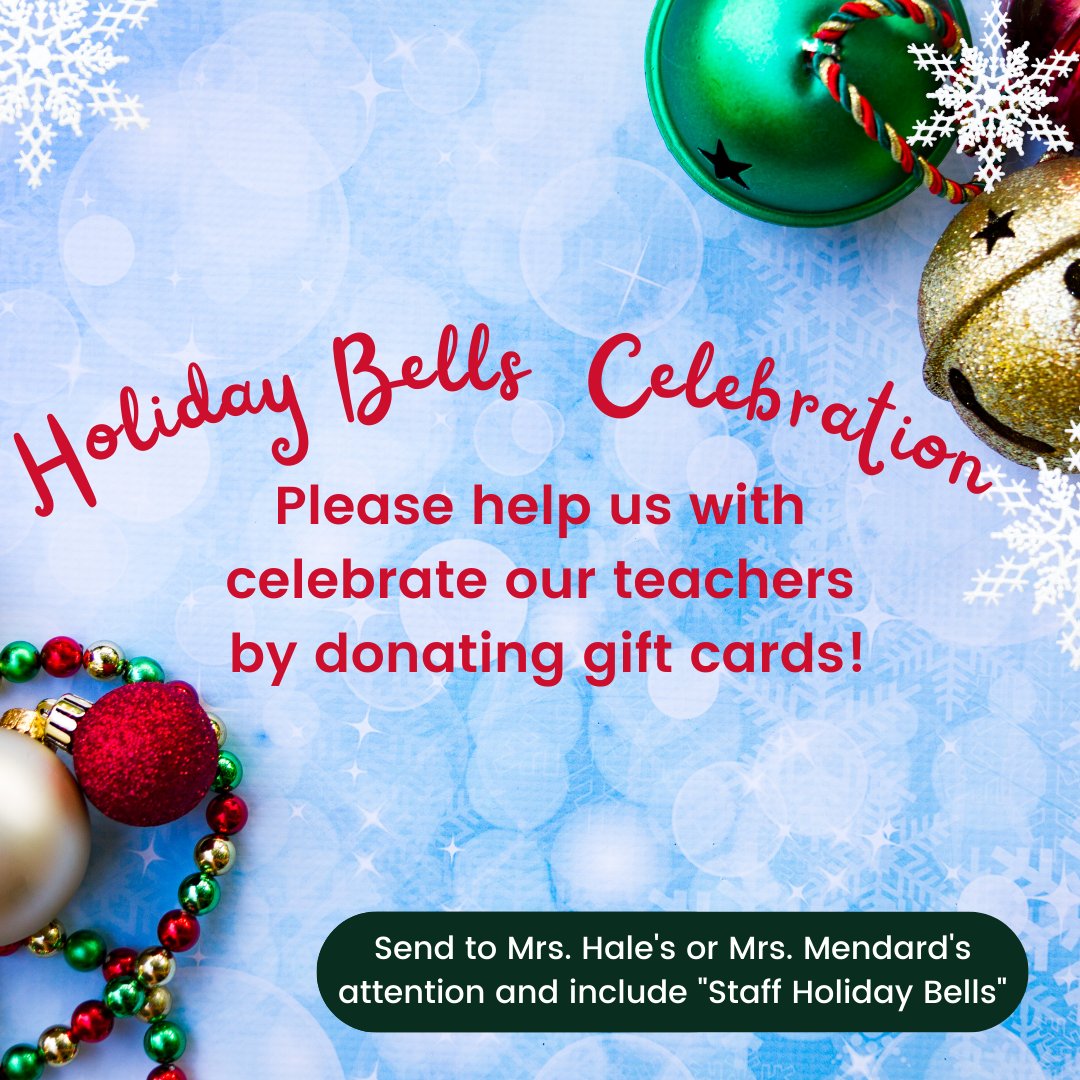 As many of you know, the teachers participate during the whole month of December in a holiday calendar. They earn bells for participating in our daily themes. This is an exciting time for the teachers and students that they look forward to all year long.