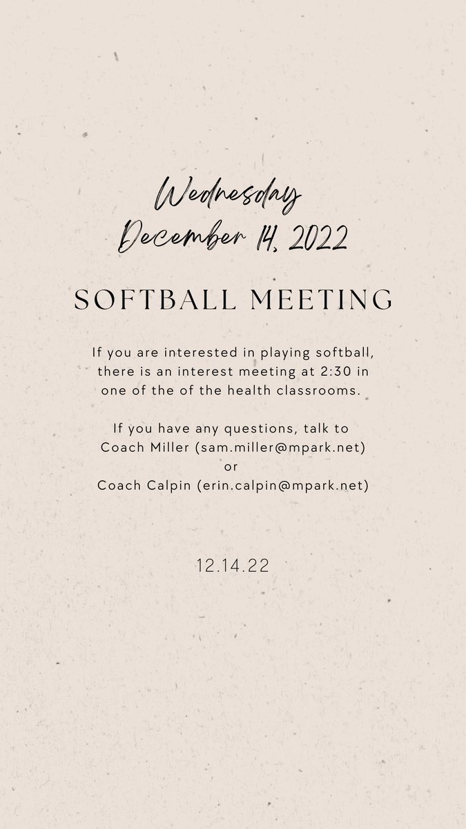 softball_MPHS's tweet photo. Happening TODAY after school! https://t.co/fws8UpnZk4