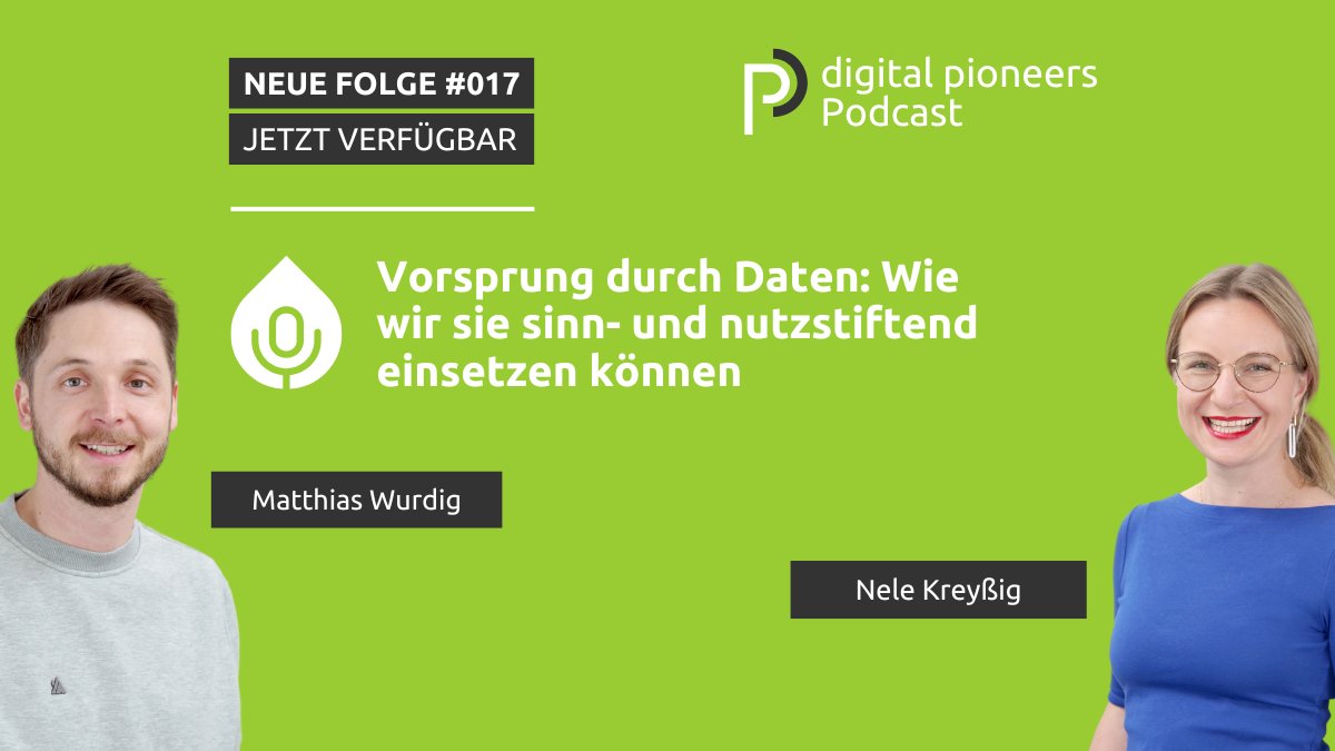 🏆 Daten sind das Gold des 21. Jahrhunderts - Sofern wir sie sinn- und nutzenstiftend einsetzen.

In der neuen Folge unseres digital pioneers Podcast mit <a href="/nelekreyssig/">Nele Kreyßig</a> und <a href="/MatthewW89/">Matthew</a> dreht sich alles rund um das Thema "Daten". 

Hier geht's zum Podcast 🎧 digital-pioneers.io/podcast/