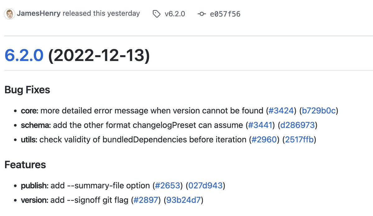 Lerna v6.2 is out!
💪 100% community contributions
👉 new --summary-file option for publishing
👉 --signoff git flag for the version command

It was a lot of work, but we are now down to a single page of open PRs 🎉

github.com/lerna/lerna/re…
