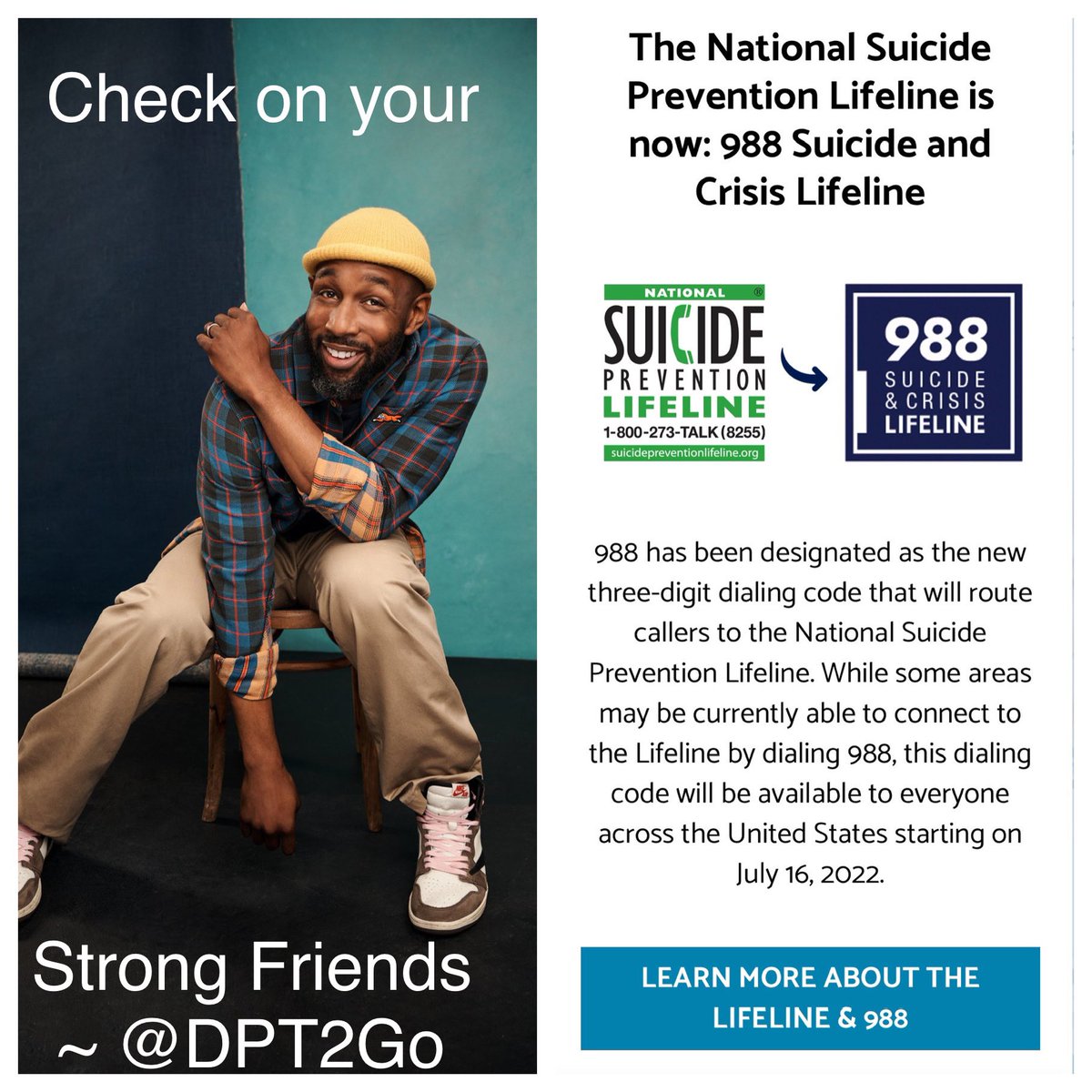 DPT2Go's tweet photo. 🕯️ Check on your strong friends today as we send solace to the families of Sandy Hook today + we remember Stephen ‘Twitch’ Boss

We got to know you + your family through the lens of @TheEllenShow for over a decade

@988Lifeline is the NEW Crisis hotline🇺🇸 

#MentalHealthMatters https://t.co/BtRVHYjulF