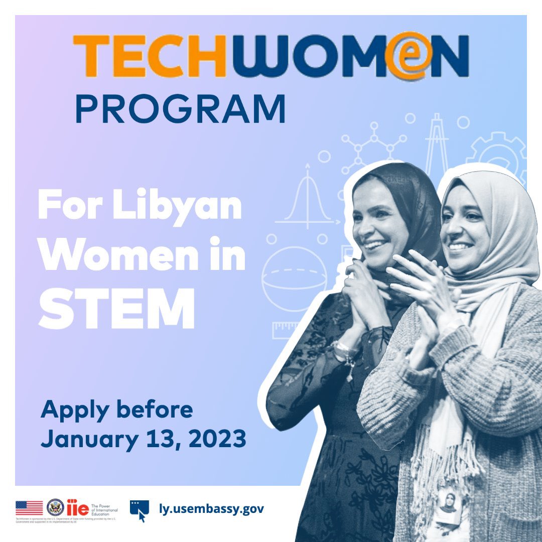 CodeontheRoad1's tweet image. 🟠 Great opportunity for Libyan women working in the STEM field to apply to the 2023 @TechWomen programme supported by the #US State Department. For more information see: techwomen.org/participants/e…

#Libya