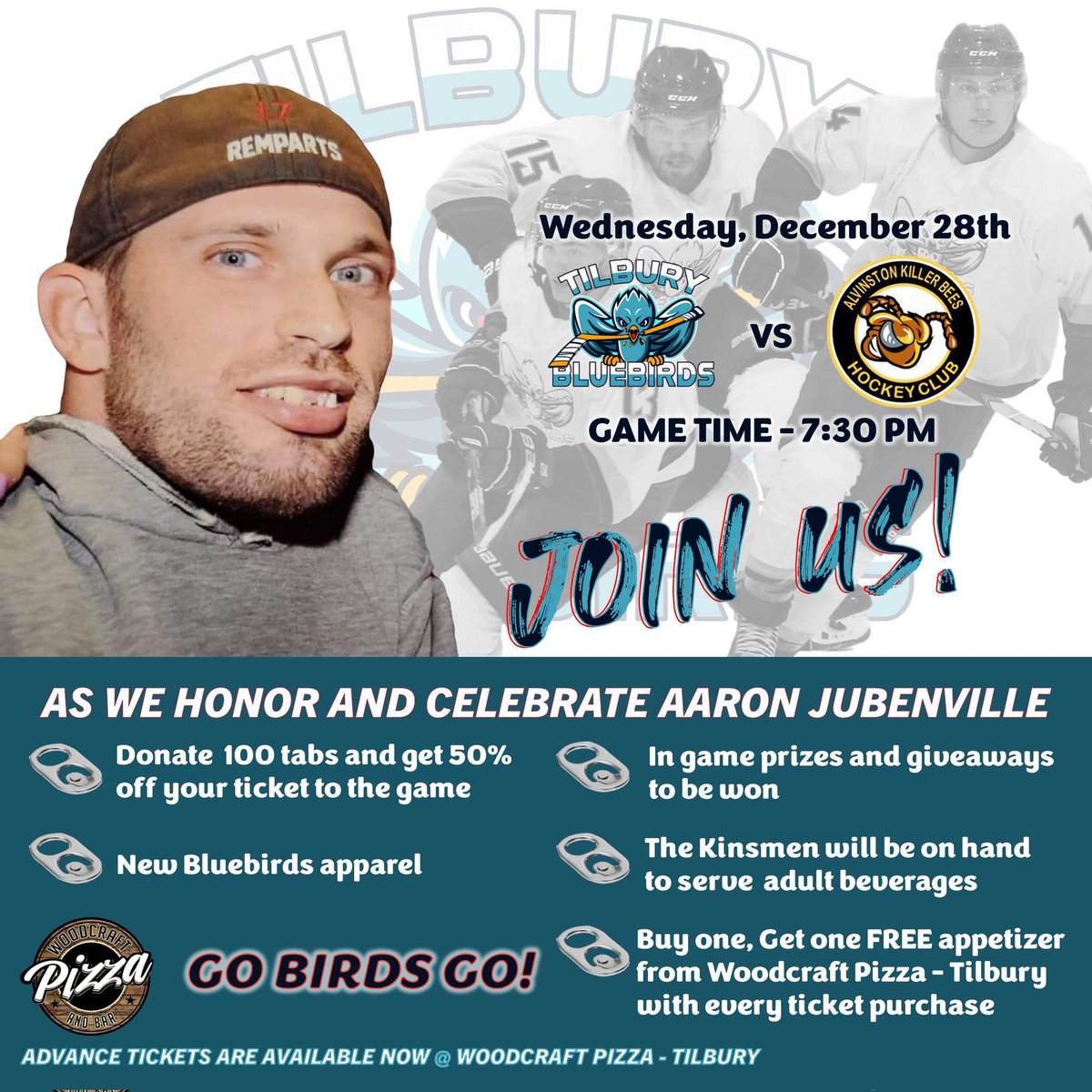 Be sure to make plans to join the Tilbury Bluebirds   when they return to the Nest, December 28th for this very special night! Contact us for further details.
#Tilbury #woshl #Sleeman #communitysupport #woshlfamily #communitymatters #tilburybluebirds #SuperLeague #fearthebirds