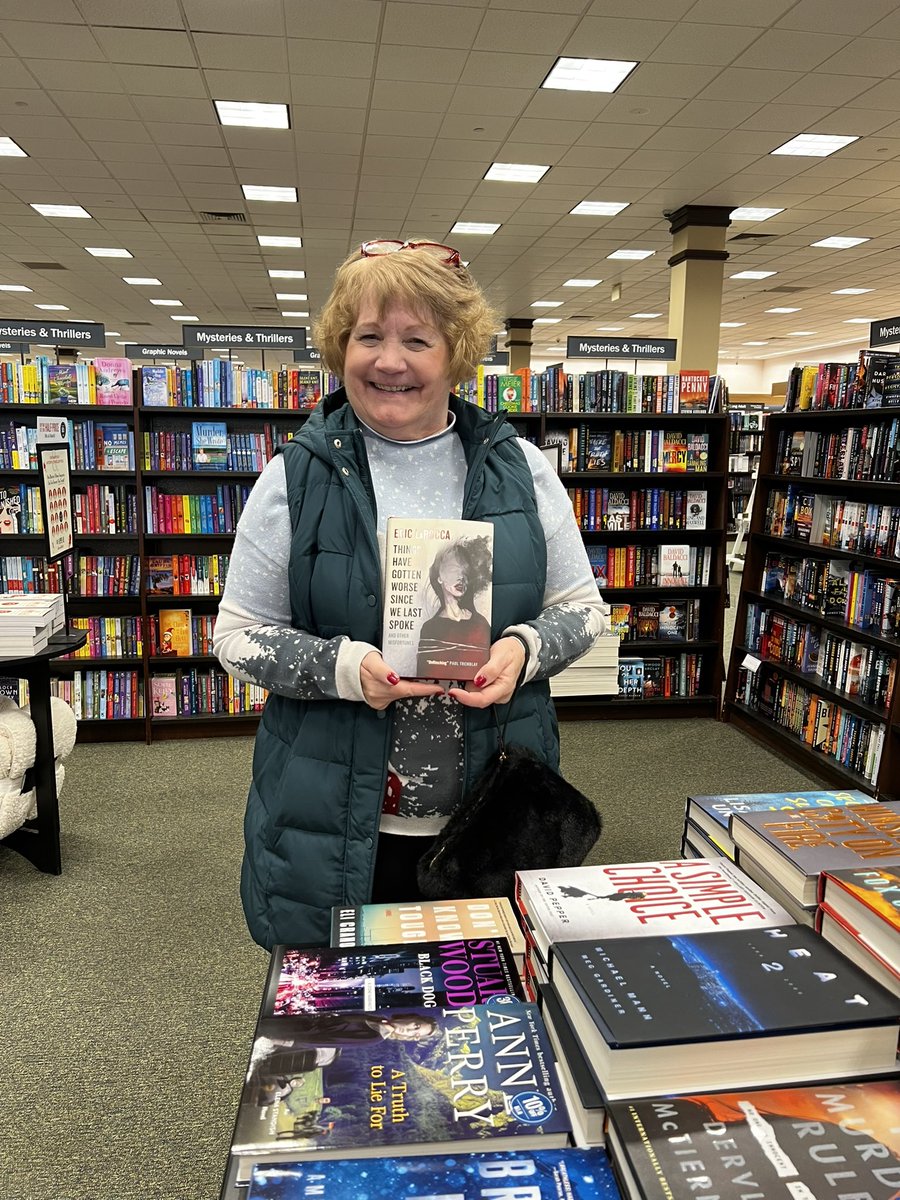 eric_larocca's tweet image. My mom visited another Barnes &amp;amp; Noble today and sent me these pics of Things Have Gotten Worse… on display! She even recommended my book to a reader who was shopping at the “Murder &amp;amp; Mischief” table. My mom now expects a percentage of royalties from Titan 🤣