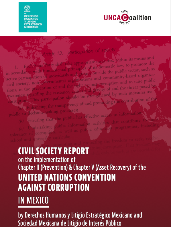 Pabloahe's tweet photo. 📰Les comparto el Informe de la #SociedadCivil sobre la implementación de la #UNCAC en México 🇲🇽, el cual tuve la oportunidad de participar en la dirección y redacción desde @DLM_Mx y con el apoyo de la @UNCACcoalition.

👉https://t.co/RSzyHxpk61 

🧵Sobre el informe🔎... https://t.co/qvfTsbFbqr