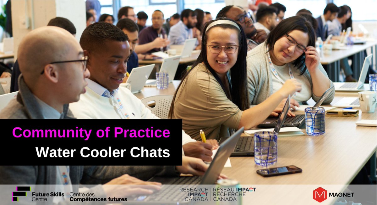 fsc_ccf_en's tweet photo. Join us for #WaterCoolerChats every Friday on the Future Skills Centre’s @fsc_ccf_en #CommunityofPractice online platform, powered by @MagnetToday, to discuss current topics in the sector! https://t.co/q3Kg4e27Br @researchimpact https://t.co/evYtfi5wnb