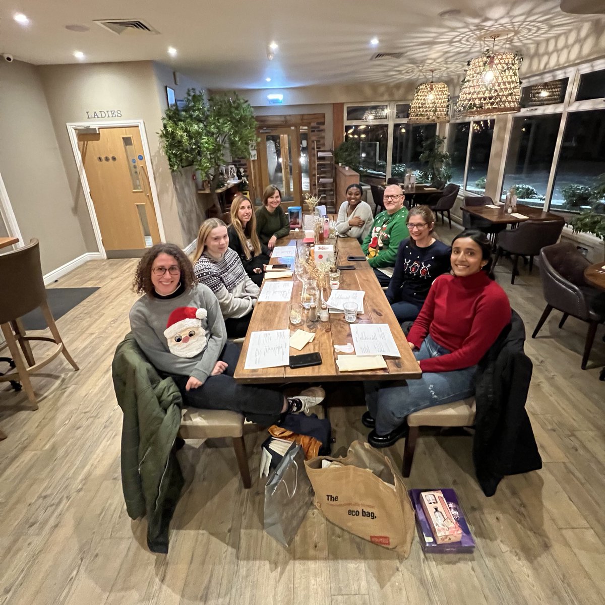 CynthiaKphysio's tweet photo. A very Merry Christmas meal and Secret Santa with the respiratory team! 🎅🤫🎄🩺 https://t.co/jAt51Xsmrz