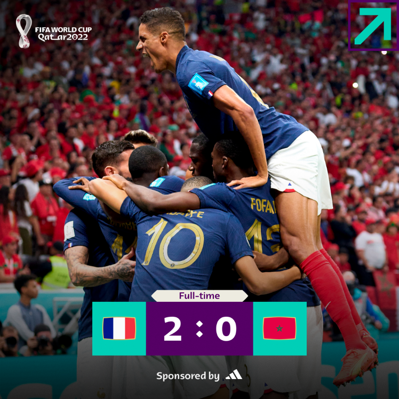 FIFAWorldCup's tweet photo. France are through to the final! 👊

@adidasfootball | #FIFAWorldCup