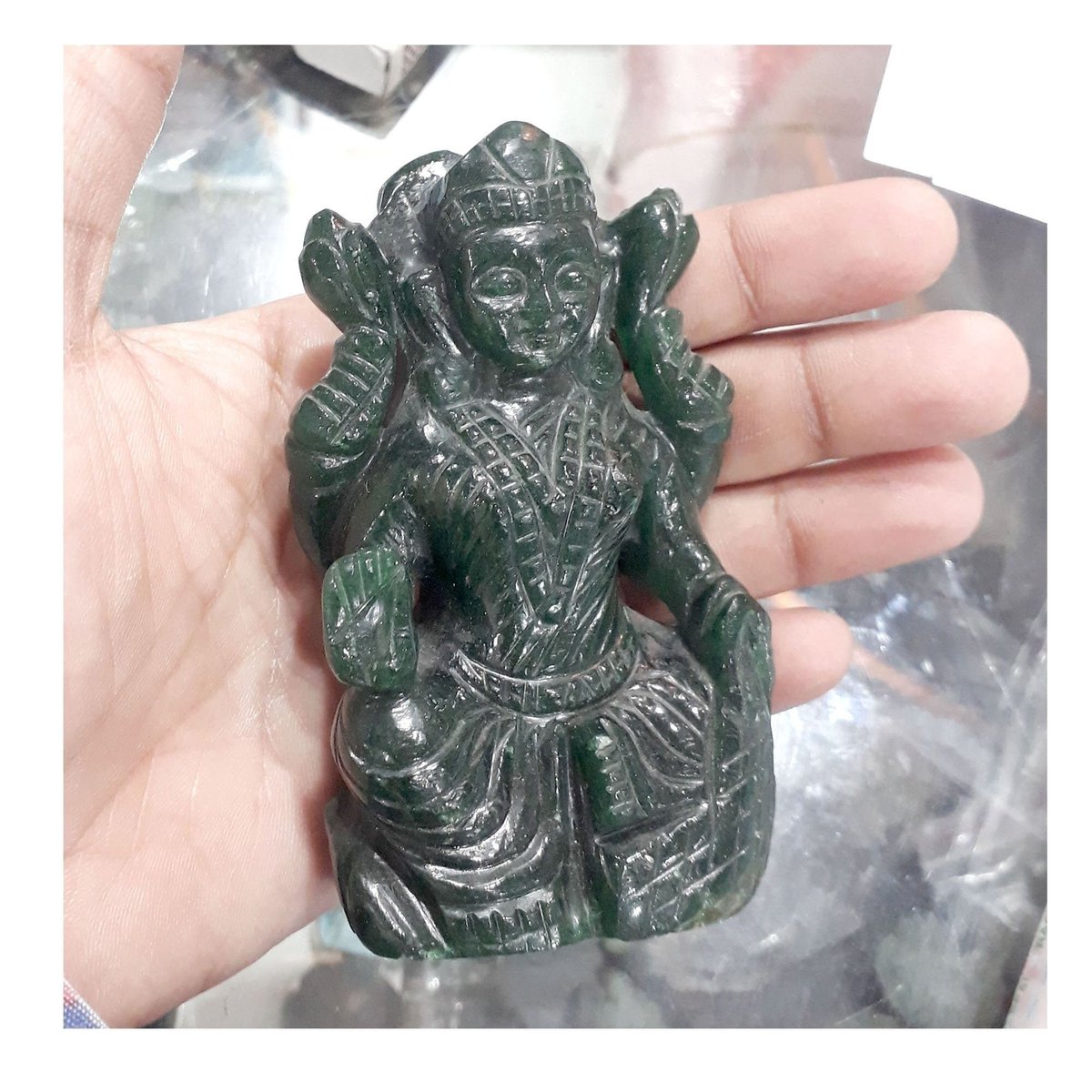 #etsy shop: Laxmi Green Jade Natural Ganesha Divine Gemstone Idol best handmade Lakshmi Christmas gift etsy.me/3FTaAUH #green #christmas #entryway #artdeco #tabletop #stone #greenjadelaxmi #ganeshastatue #gemstonefigure