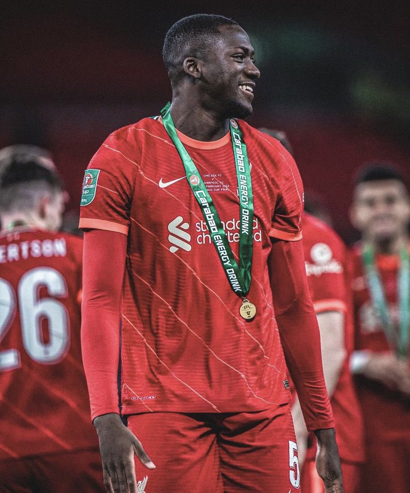 LFCTransferRoom's tweet photo. What a year it’s been for Ibrahima Konaté:

• Carabao Cup Winner 🏆
• FA Cup Winner 🏆
• Premier League Runner Up🥈
• UCL Finalist🥈
• Community Shield Winner🏆
• World Cup Finalist⏳ https://t.co/iswuglkF1q