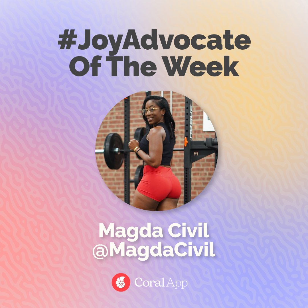 MyCoralApp's tweet photo. #JoyAdvocate Of The Week 🏆

Are you looking for an #onlinecoach that can #customizedmeal and #exerciseplans?

Then you need to check out @MagdaCivil, she is qualified in anatomy, physiology, nutrition, and #ACEcertifiedtrainer.

Follow her 👇
https://t.co/ITUFqTDH1R https://t.co/Toh4eAWxYe