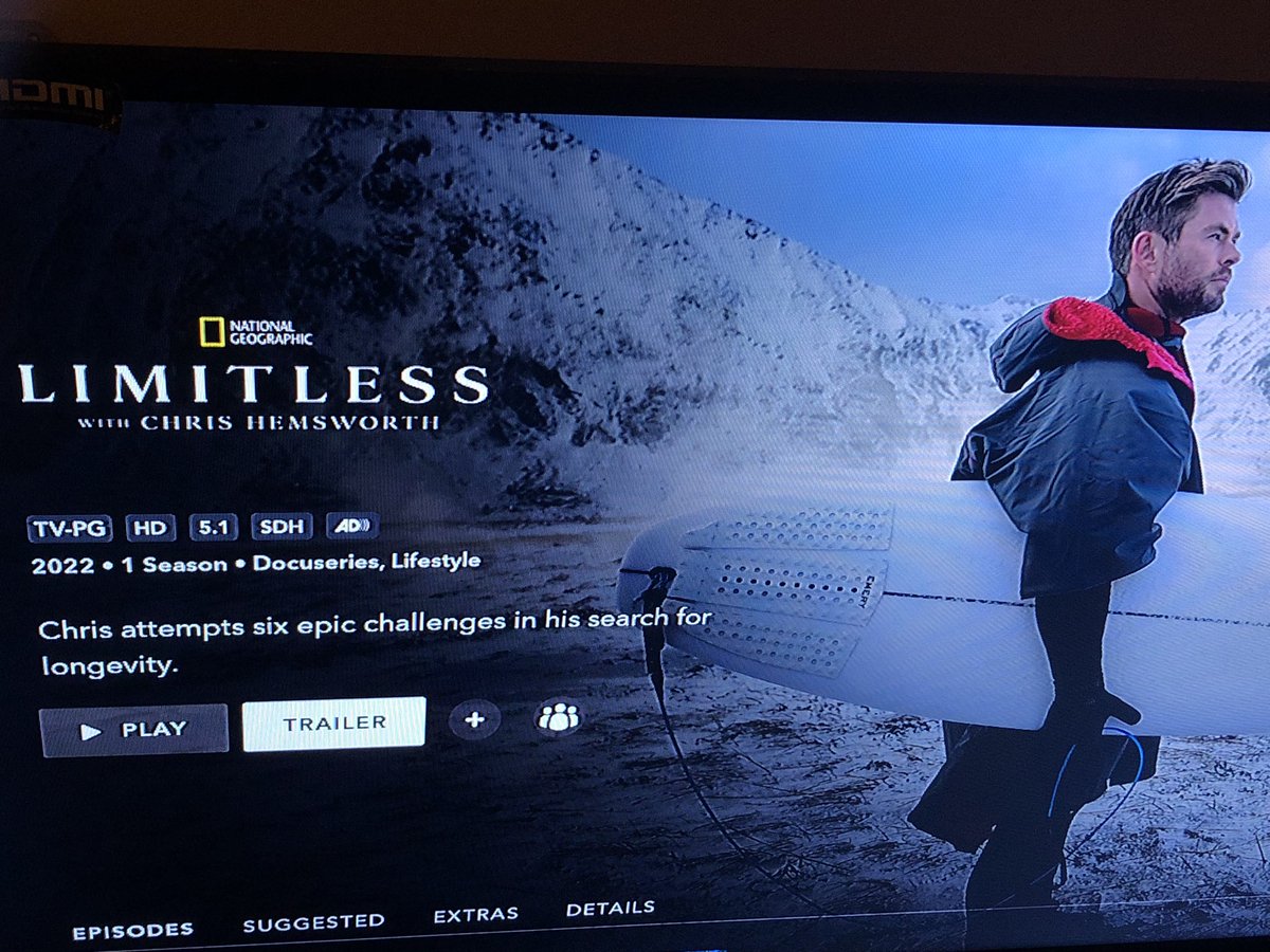 Who has watched these 6 episodes? Just came across them last night and anxious to give them a watch. #limitless #longevity #chrishemsworth