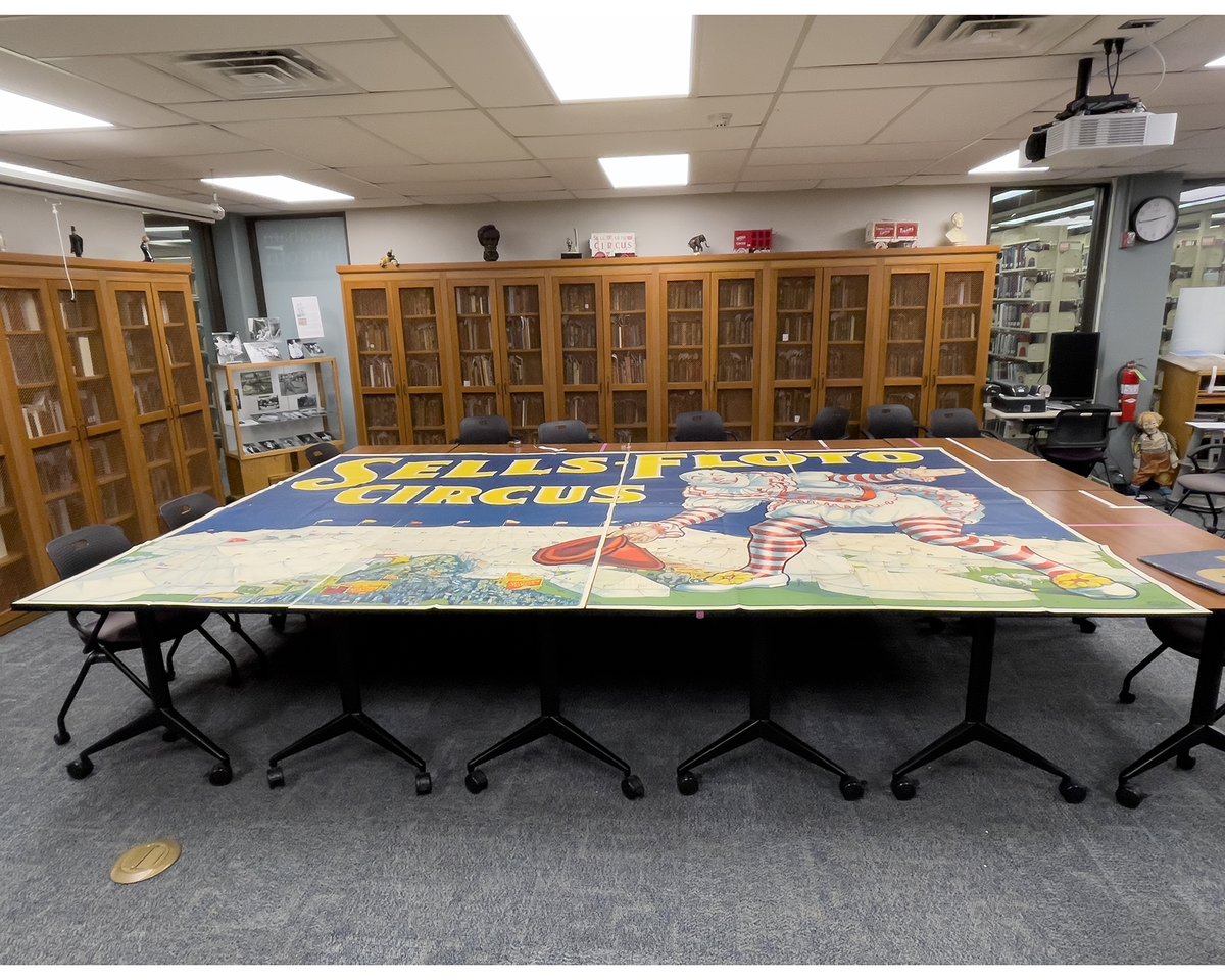 ISUMilnerSPC's tweet photo. Go big or go home--and we mean that literally today! This poster for the Sells-Floto Circus is four sections of oversized fun that we love seeing take up all of our reading room table space.

#circus #CircusPoster https://t.co/WVpBWVDymG