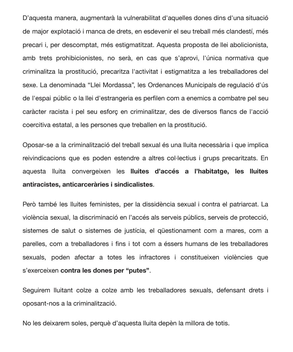 atzagaia's tweet photo. Dissabte 17D: concentració a favor dels drets de les treballadores sexuals

📍Plaça de la Gardunya 

Ens adherim a la convocatòria de @PutasLibRaval @PutasIndignadas
@lasGenera

11.30h Parlaments solidaris
14h Putivermut

#ContraLaCriminalitzacióDelTreballSexual https://t.co/8VtGtohCOy