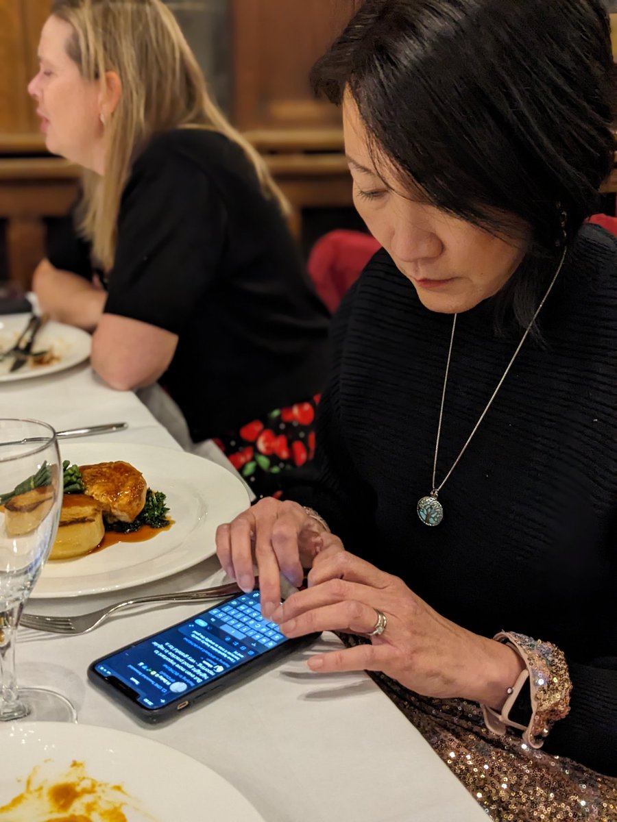 When the person sitting next to you at #durbbu conference dinner is hosting the #LTHEchat <a href="/xlearn/">xlearn</a> (that's dedication!)