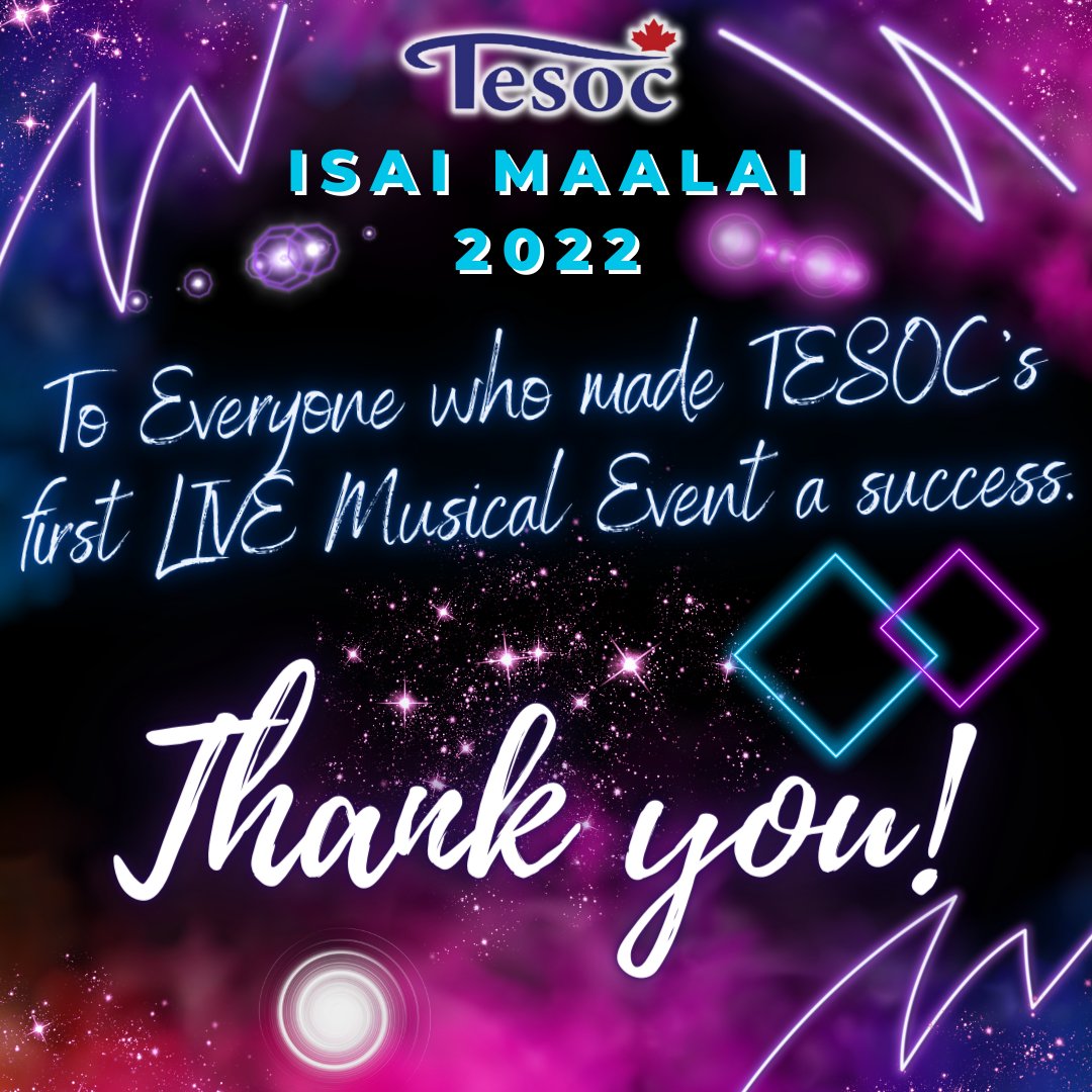 tesocms's tweet photo. Thank you for a successful event!

Stay tuned for photos and videos.

#IsaiMaalai #MusicalNight #TamilSingers #TamilSongs #Toronto #Canada #Nonprofit #ThankYou https://t.co/RUNwcTTMcn