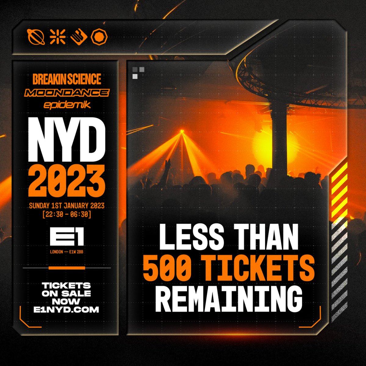 TICKET WARNING: FINAL 500 TICKETS! We are now down to our final 500 tickets for London’s biggest NYD rave deftickets.co.uk/events/4407824…
<a href="/Elmatador3/">IC3</a>
<a href="/WayneFrancis15/">Fearless mc</a>
<a href="/mcmoose600/">mcmoose600</a>
<a href="/FiveAliveMc/">Chrisy fivealive</a>
<a href="/mc_chalkiewhite/">MC CHALKIE WHITE</a>