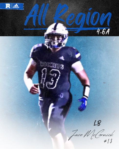 Congratulations to senior linebacker <a href="/JaceMccormick3/">Jace Mccormick</a> for being named to the All Region 4-6A Team 

#RocketsUp🚀 #ALLIN #FAMILY