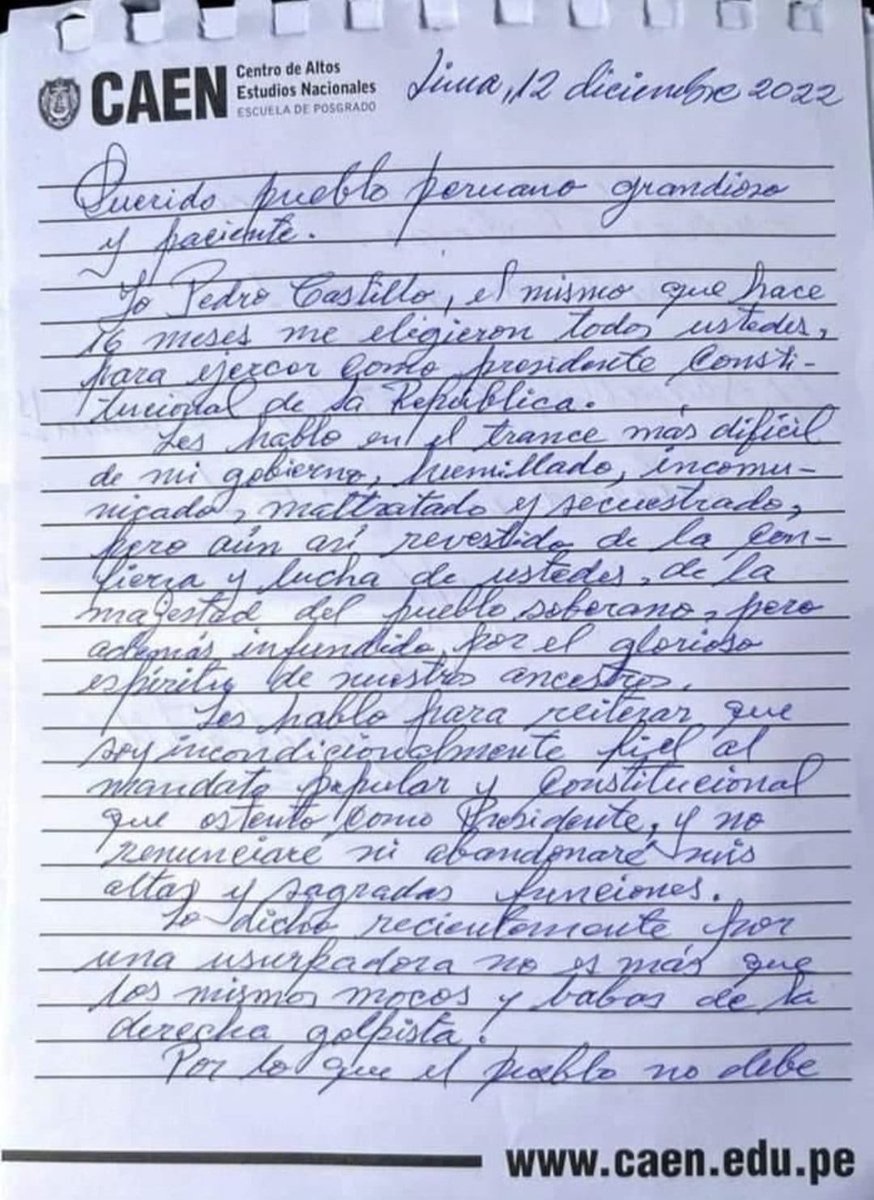 FBuenAbad's tweet photo. SEAMOS TODOS Y TODAS UN CLAMOR CONTINENTAL EN DEFENSA DE LA DEMOCRACIA EN PERU. LIBERTAD INMEDIATA PARA EL PRESIDENTE CASTILLO. NO MÁS GOLPES DE ESTADO, NO MÁS LAWFARE. https://t.co/DTTKlHcofI