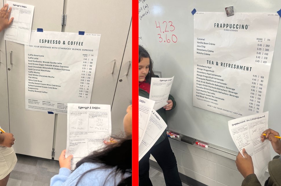 Today at 4th Grade ELP we took a trip to Starbucks to practice adding and subtracting decimals! <a href="/WitterWildcats/">Witter Wildcats</a> <a href="/TransformHCPS/">HCPS Transformation Network</a>