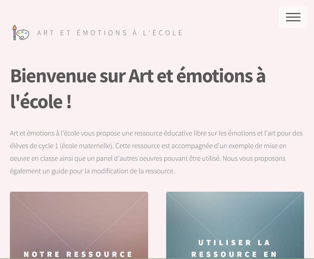 artemotionecole's tweet photo. Bienvenue sur le compte twitter d'Art et émotions à l'école ! Nous sommes deux étudiantes de master MEEF 1er degré ayant travaillé sur l'élaboration d'une ressource éducative libre. 

Sur notre site vous trouverez une ressource numérique et des pistes d'exploitation en classe ! https://t.co/ZnxLF7WL6H