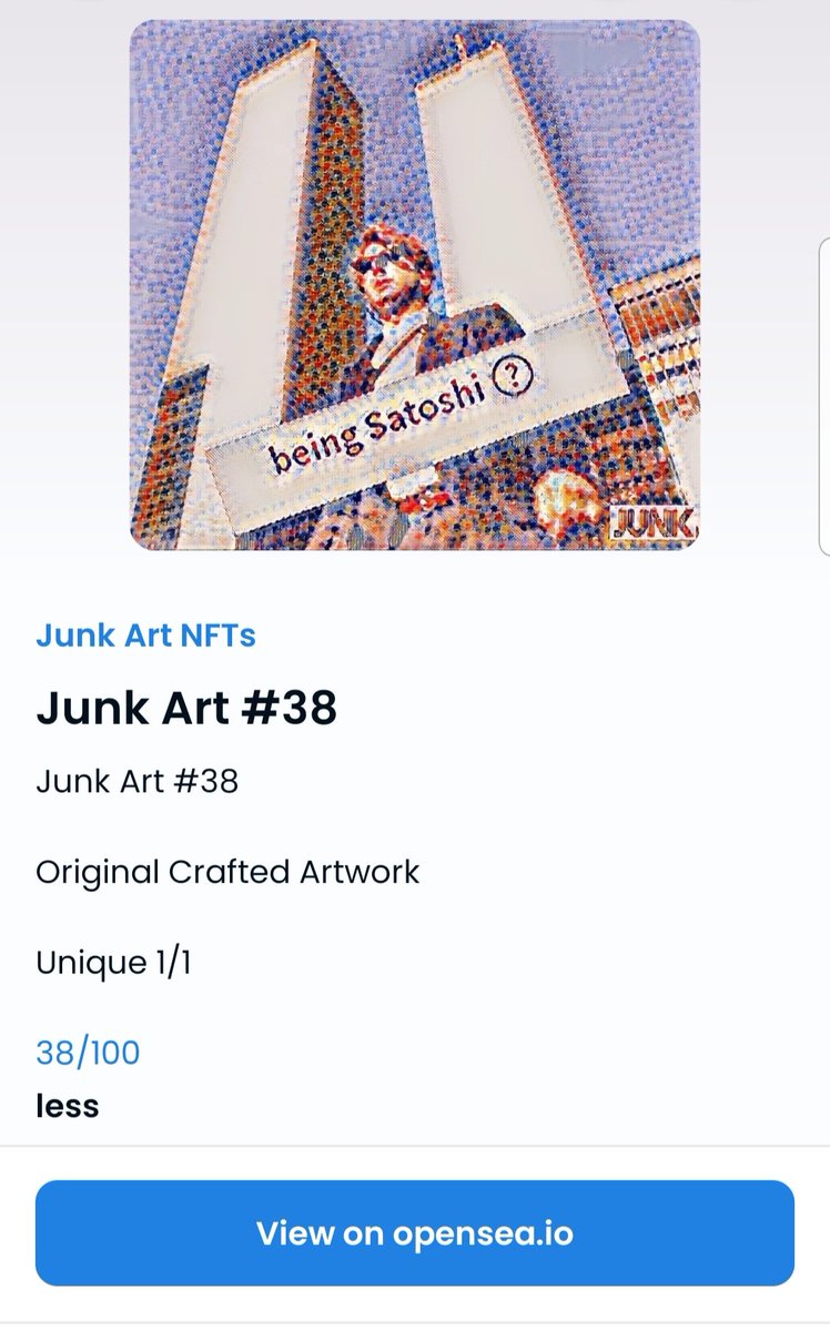 JunkNFTs's tweet photo. Now on Opensea! #OpenSeaNFT #nft #opensea #nfts #nftart #junkart #NFTProject #NFTdrop #NFTsales #nftartist #Crypto #nftart #rarible #OpenSeaPolygon https://t.co/cLlPRFdS9E
