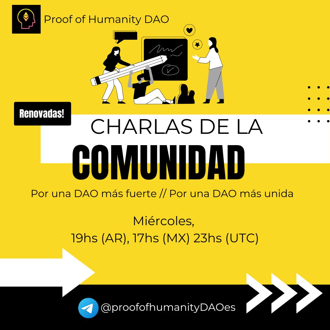 Es HOY! 19hs (ARG), 17hs (MEX), 23hs (UTC). Las llamadas de la comunidad continúan en Proof of Humanity - Latino! t.me/proofofhumanit…