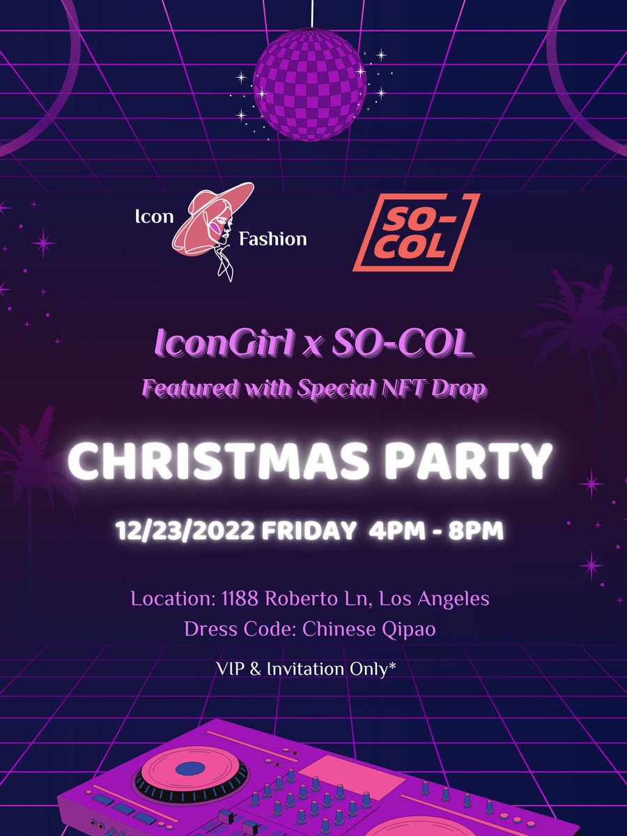 We are hosting a qipao party to celebrate our special NFT collection with <a href="/socol_io/">SO-COL 🚀</a> <a href="/Irenezhao_/">Irene Zhao</a> 

✨ Join us to win the #NFT drop and enjoy an exotic holiday
🔗 RSVP now bit.ly/3WAHj6X

#Web3 #NFTProject #SOCOL #IconGirl #IconGirlNFT