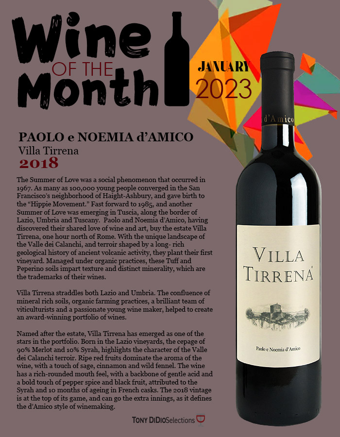 Kick off the #NewYear with this mineral-rich red #wine . Villa Tirrena 2018 by Paolo e Noemia d'Amico is our wine of the month. #Italian #winelover