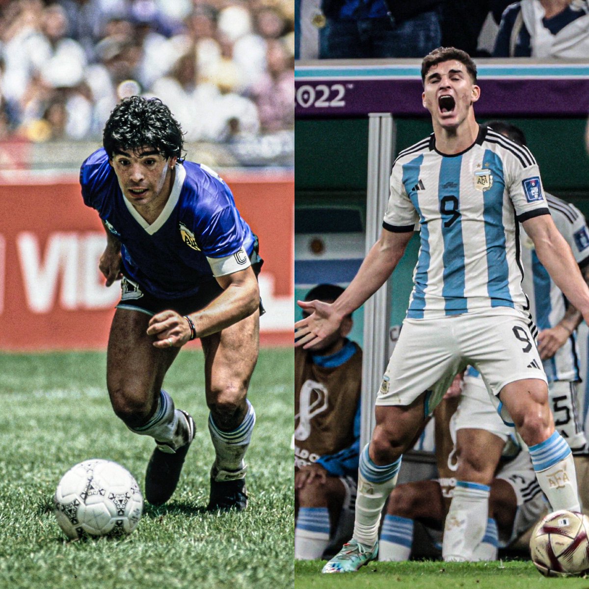 AtaqueFutbolero's tweet photo. 🤯🇦🇷 Solo 2 JUGADORES marcaron gol, iniciando la jugada con pelota dominada en su propio campo y sin dar NINGÚN pase, en la HISTORIA de Argentina en los Mundiales.

Diego Maradona contra Inglaterra en México 1986 y Julián Álvarez ante Croacia en Qatar 2022. 🌟

Vía @gastontr16. https://t.co/PGcaYrsfzq