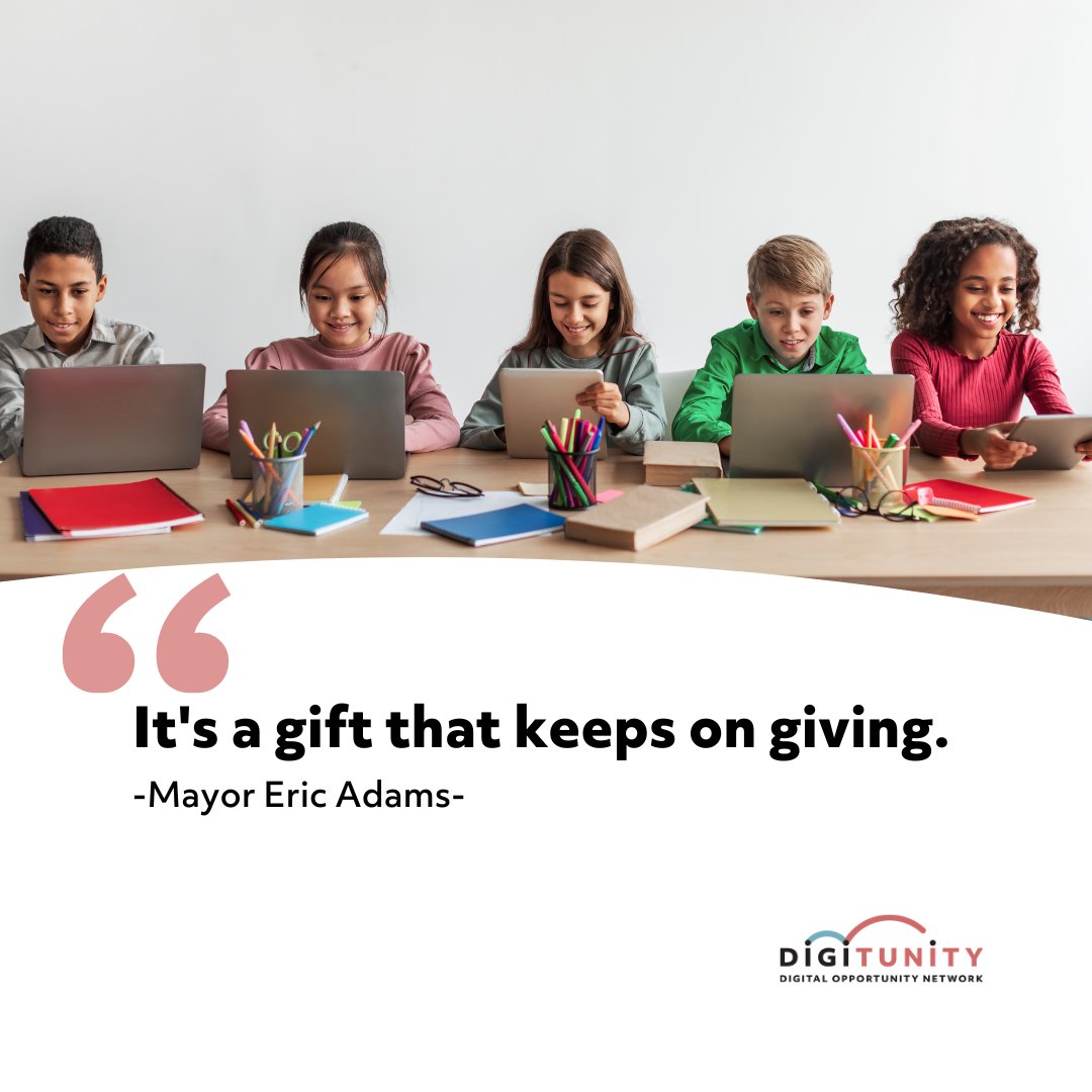 Over the weekend, children in New York City received free laptop computers from the Department of Social Services and AT&amp;T. 

Digitunity's Director of Programs, Karisa Tashjian, attended this event as AT&amp;T's partner in addressing the digital divide across the US.