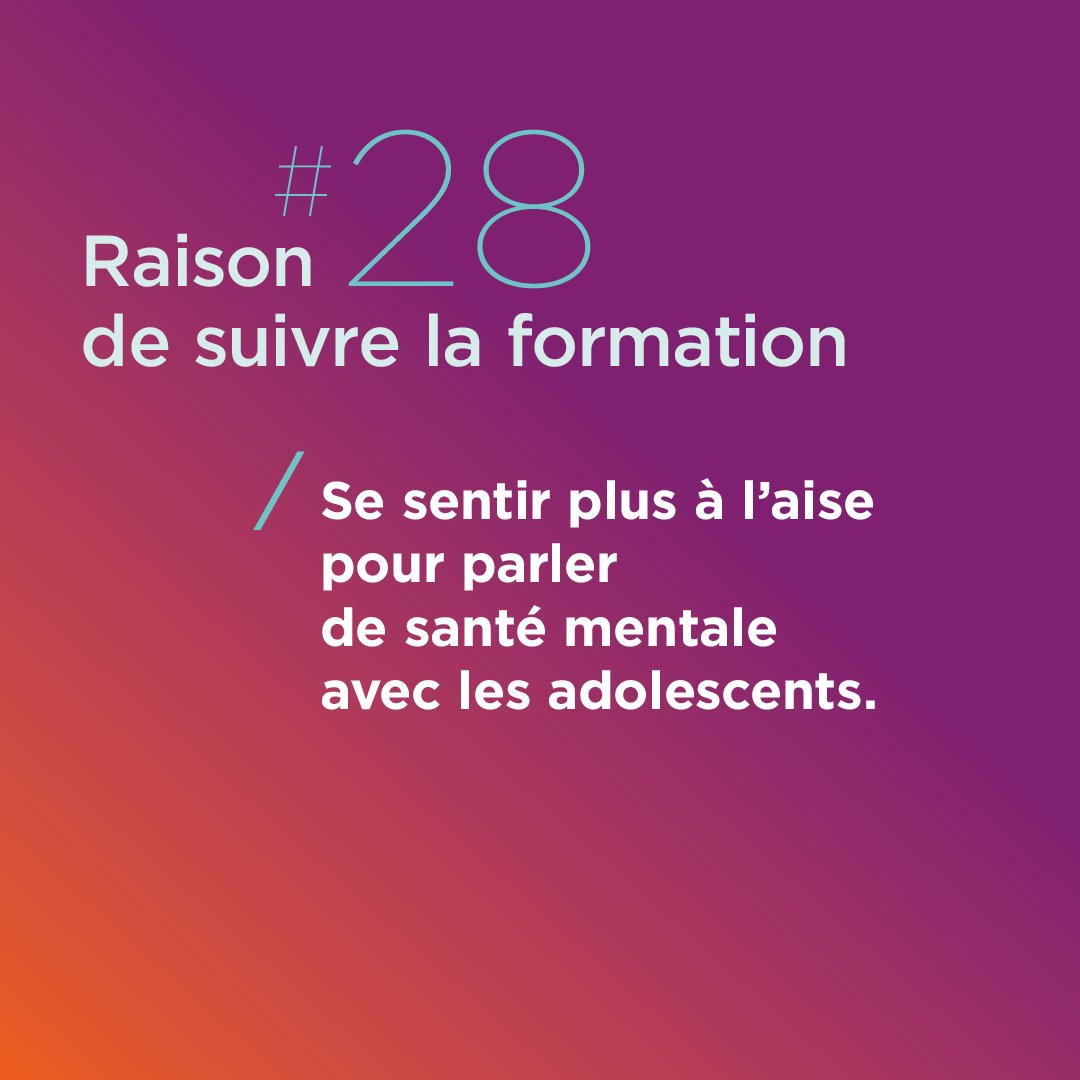 Il peut être difficile de parler de santé mentale avec son entourage, parfois même plus encore avec les adolescents. La formation PSSM peut aider l'adulte à se sentir plus compétent pour aborder cette thématique.

➡️ + d'infos sur le module Jeunes sur swll.to/YrtdK