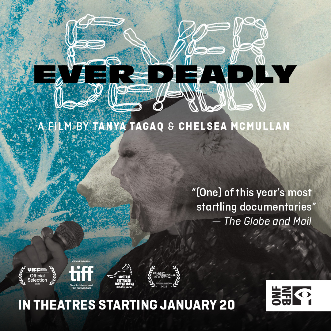 thenfb's tweet photo. 🎦 ✨ COMING TO THEATRES JANUARY 2023!
We're excited to announce the upcoming cross-crountry theatrical tour of @tagaq and @ChelseaMcMullan's EVER DEADLY!  
ℹ️ Don't miss it on the big screen → https://t.co/Yo7fMDKvXJ #NFB https://t.co/bNMjRqyiM6