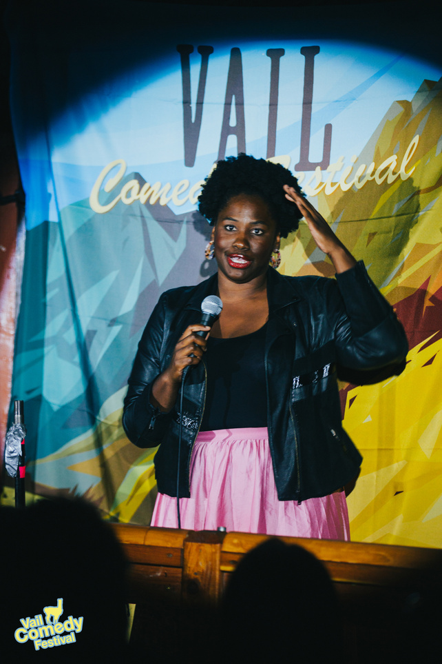 vailcomedyfest's tweet photo. Meka Mo keeps you laughing mo(re)! #vail #comedy #vailcomedy #colorado https://t.co/C2vsiFP0i9