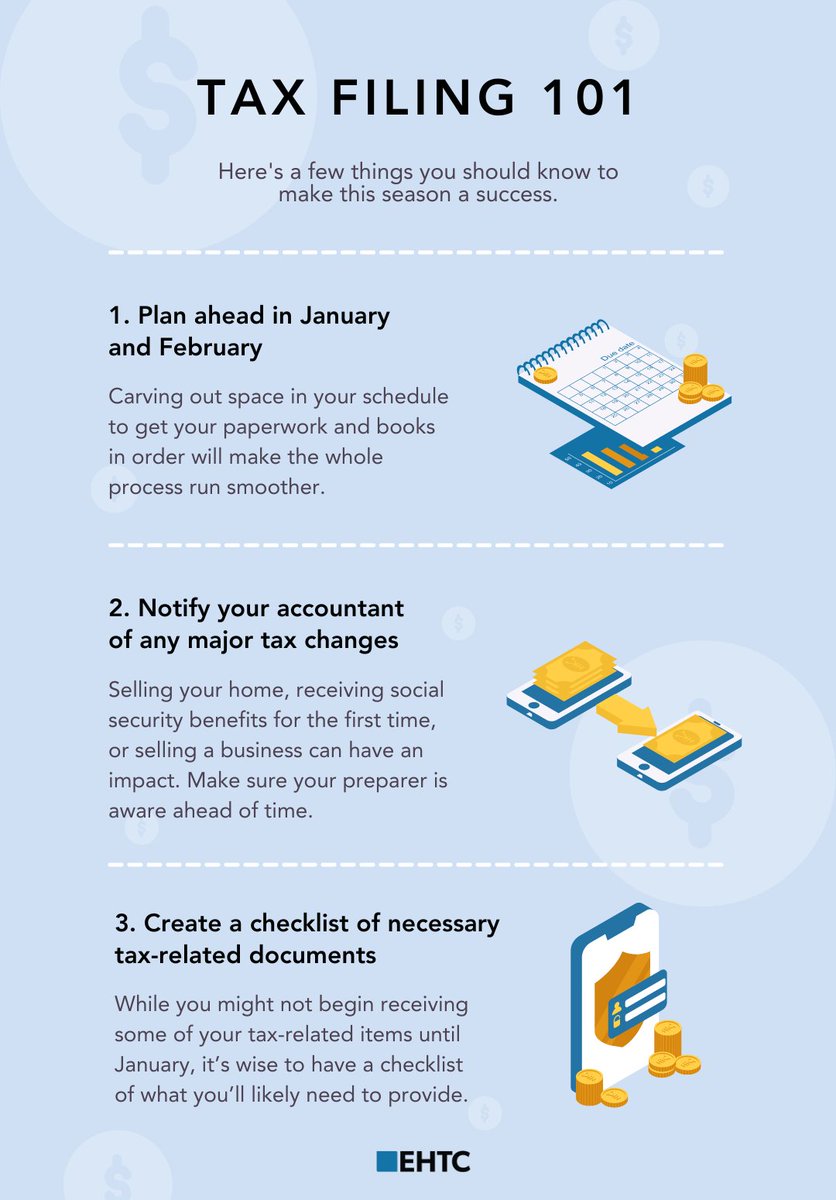 Tax season is fast approaching, and we know that it can bring added stress to our clients. Here's a few things you can do to ensure a successful upcoming tax season!

Find more action items and learn more about tax filing here: bit.ly/3BRKjnx